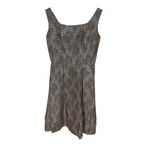 Vintage An Original‎ jr. theme 50s 60s Midi Dress with Brown Lace over Blue
